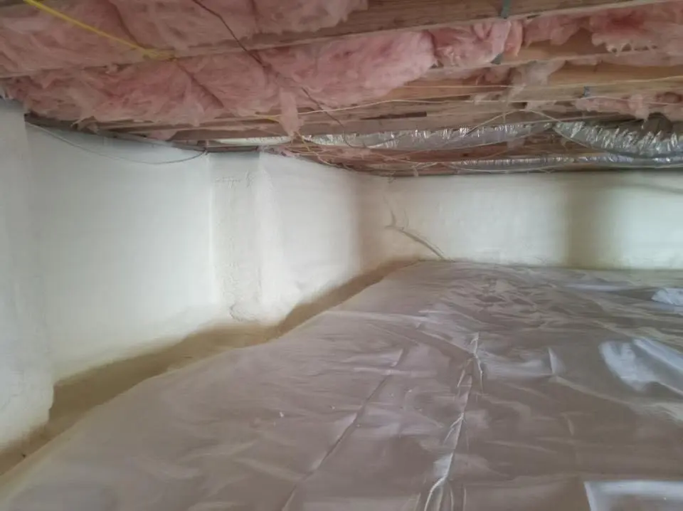 Crawl space encapsulation with closed-cell spray foam for Roof Waterproofing in Swannanoa